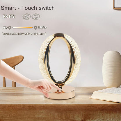 Touch Control Crystal Table Lamp – 3-Way Dimmable USB Rechargeable Diamond Nightstand Lamp for Bedroom, Living Room & Desk