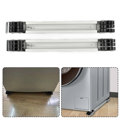 2Pc Heavy-Duty Castor Wheels with Adjustable Base – Telescopic Trolley Stand for Washing Machines, Fridges & Furniture