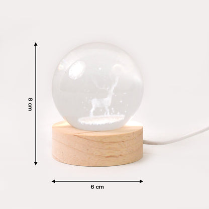 Crystal Ball LED Night Light with Wooden Base – Warm Ambient Lamp for Home Décor & Gifting