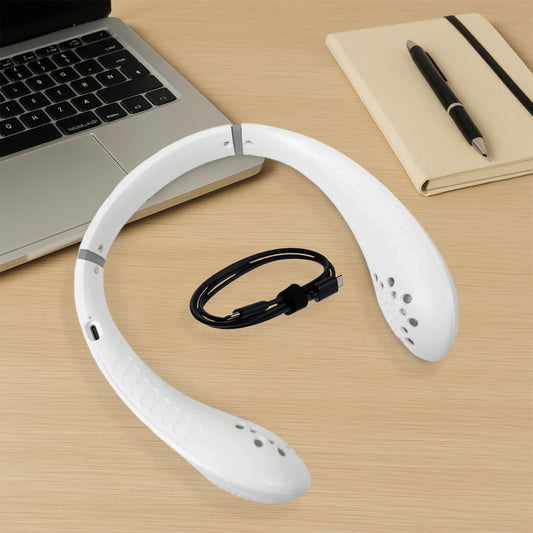 Portable Neck Fan – USB Rechargeable Wearable Headphone-Style Personal Fan with 3 Speeds for Outdoor, Travel & Sports