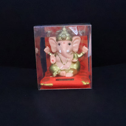 Medium Lord Ganesh Idol with Solar-Powered Base – Decorative Figurine for Home & Office Décor