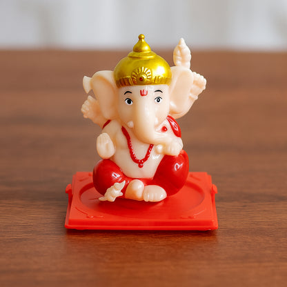 Small Lord Ganesh Idol in Transparent Case – Decorative Figurine for Home, Office & Festival Décor