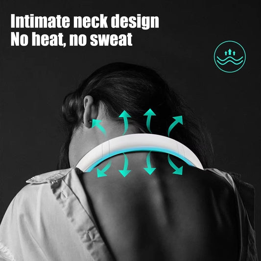 Portable Neck Fan – USB Rechargeable Wearable Headphone-Style Personal Fan with 3 Speeds for Outdoor, Travel & Sports