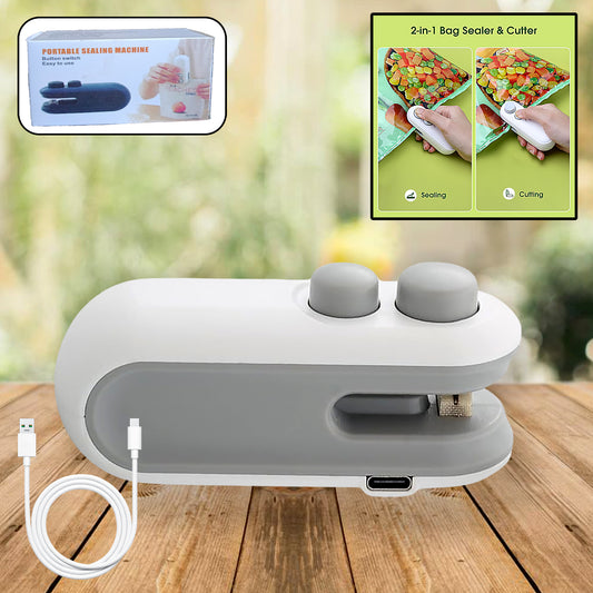 2-in-1 Mini Bag Sealer & Cutter – USB Rechargeable Portable Food Sealing Machine