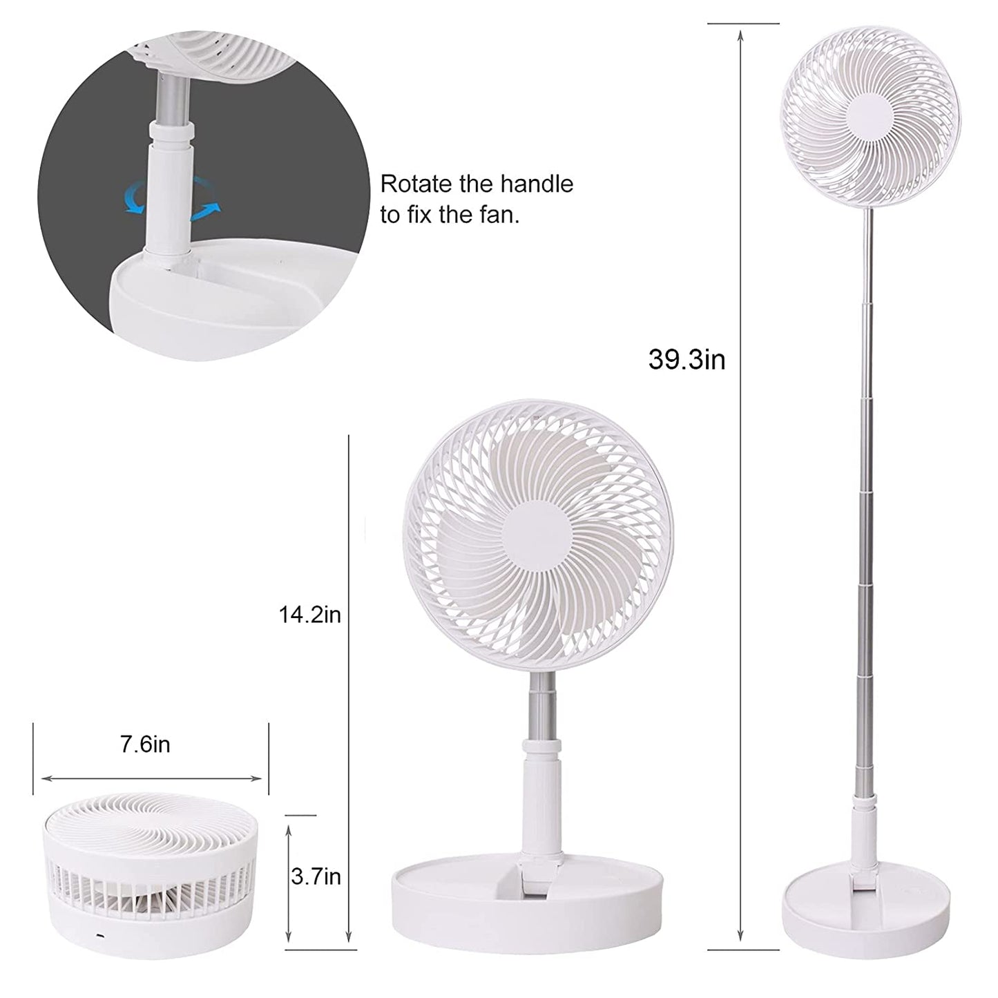 Telescopic Electric Desktop Fan – Foldable, Height Adjustable & Portable USB Personal Fan for Office, Bedside & Travel