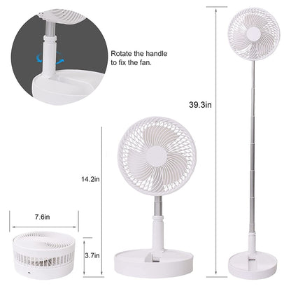 Telescopic Electric Desktop Fan – Foldable, Height Adjustable & Portable USB Personal Fan for Office, Bedside & Travel