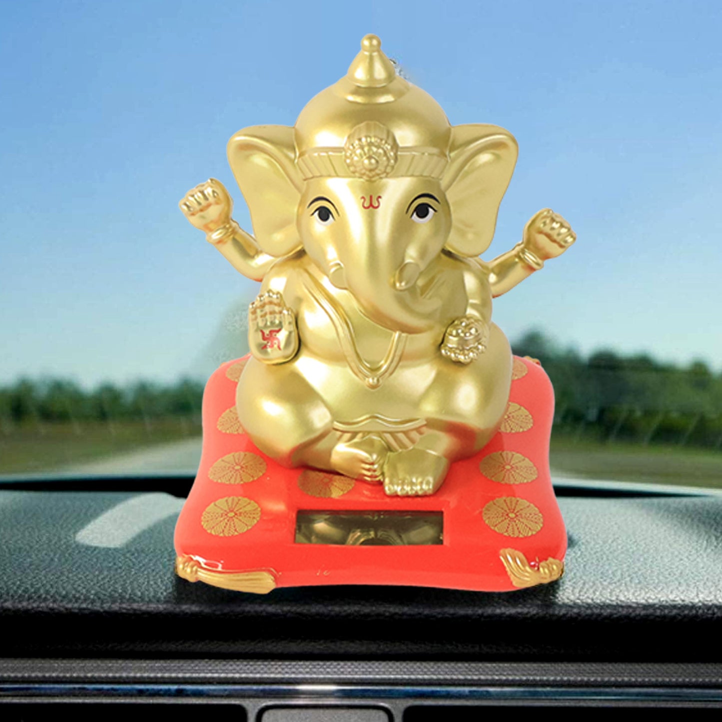Large Lord Ganesha Idol – Decorative Solar-Powered Statue for Home, Office, Car, Temple & Gifting (1 Pc)