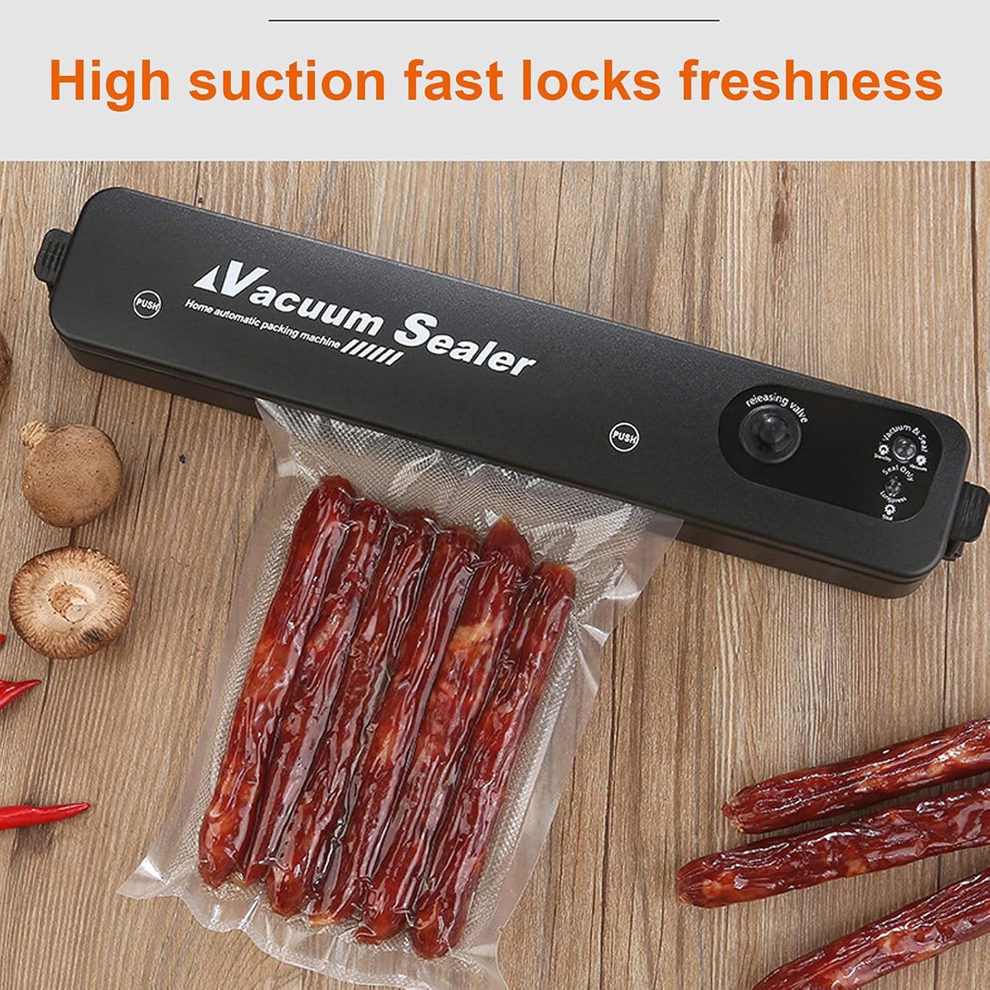Vacuum Sealer Machine with 10 Pcs Bags – Automatic Hands-Free Food Sealer for Freshness, Storage & Preservation (1 Set)