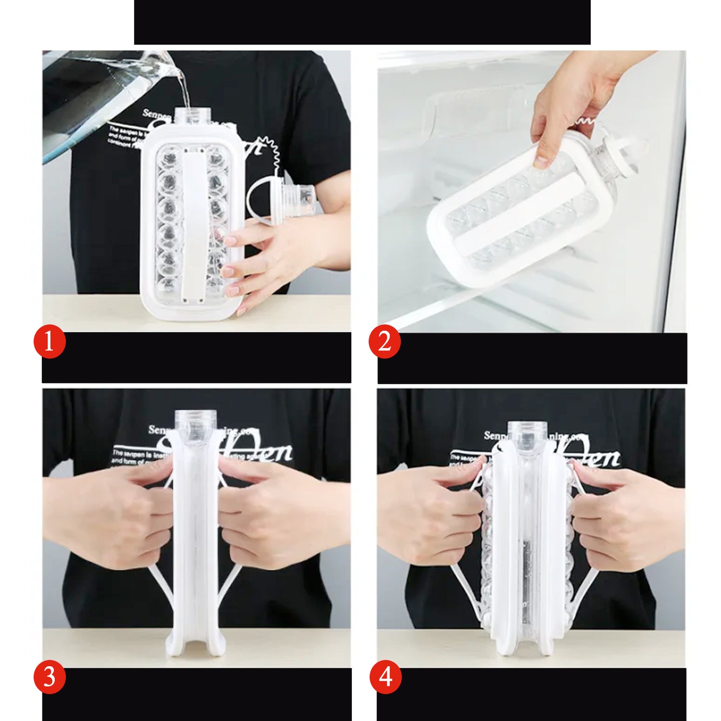 Foldable Ice Cube Tray with Lid – 2-in-1 Ice Box & Ice Ball Maker, 14-Ice Balls, Portable Freezer Bottle for Camping, Hiking, Outings