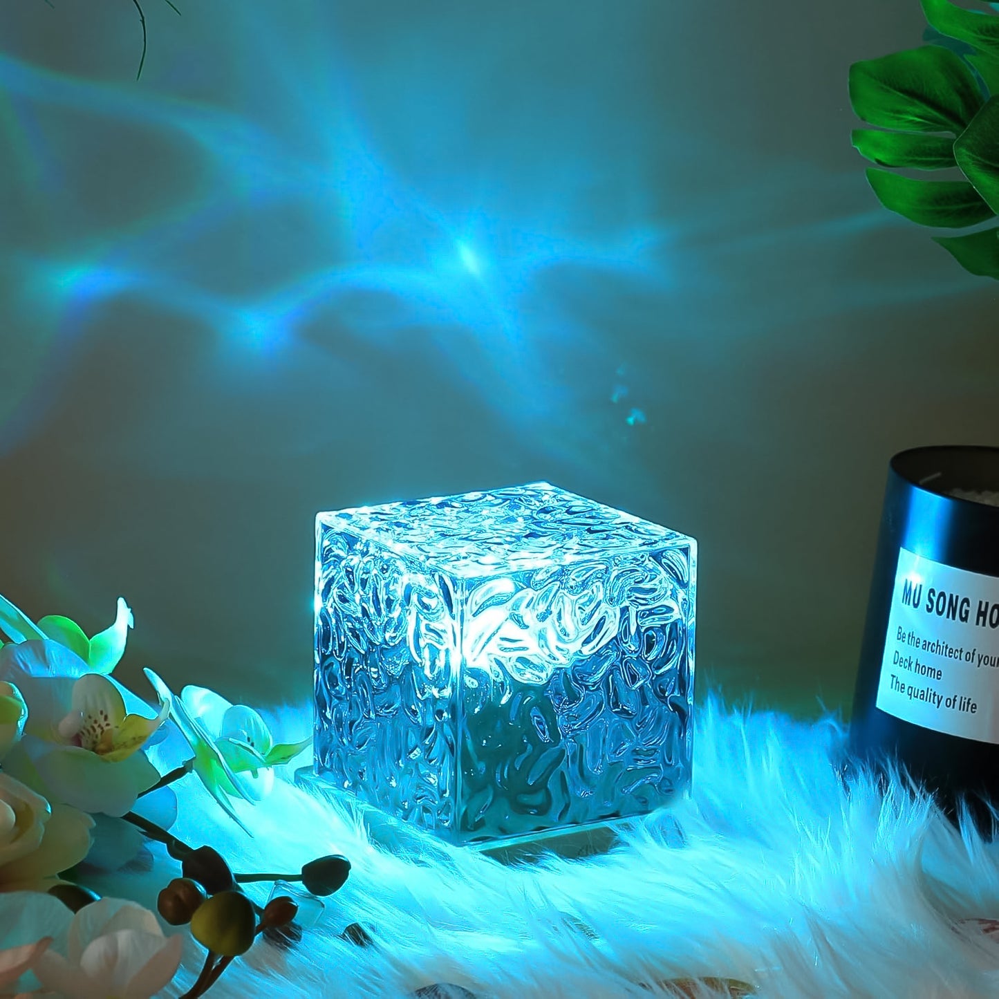 Dynamic Rotating Water Ripple Night Lamp – 16-Color Crystal LED with Remote, Ocean Wave Projector for Bedroom, Party & Home Décor