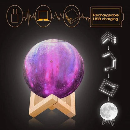 3D 2-in-1 LED Printed Moon Lamp & Aroma Diffuser – USB Humidifier Night Light for Home & Relaxation