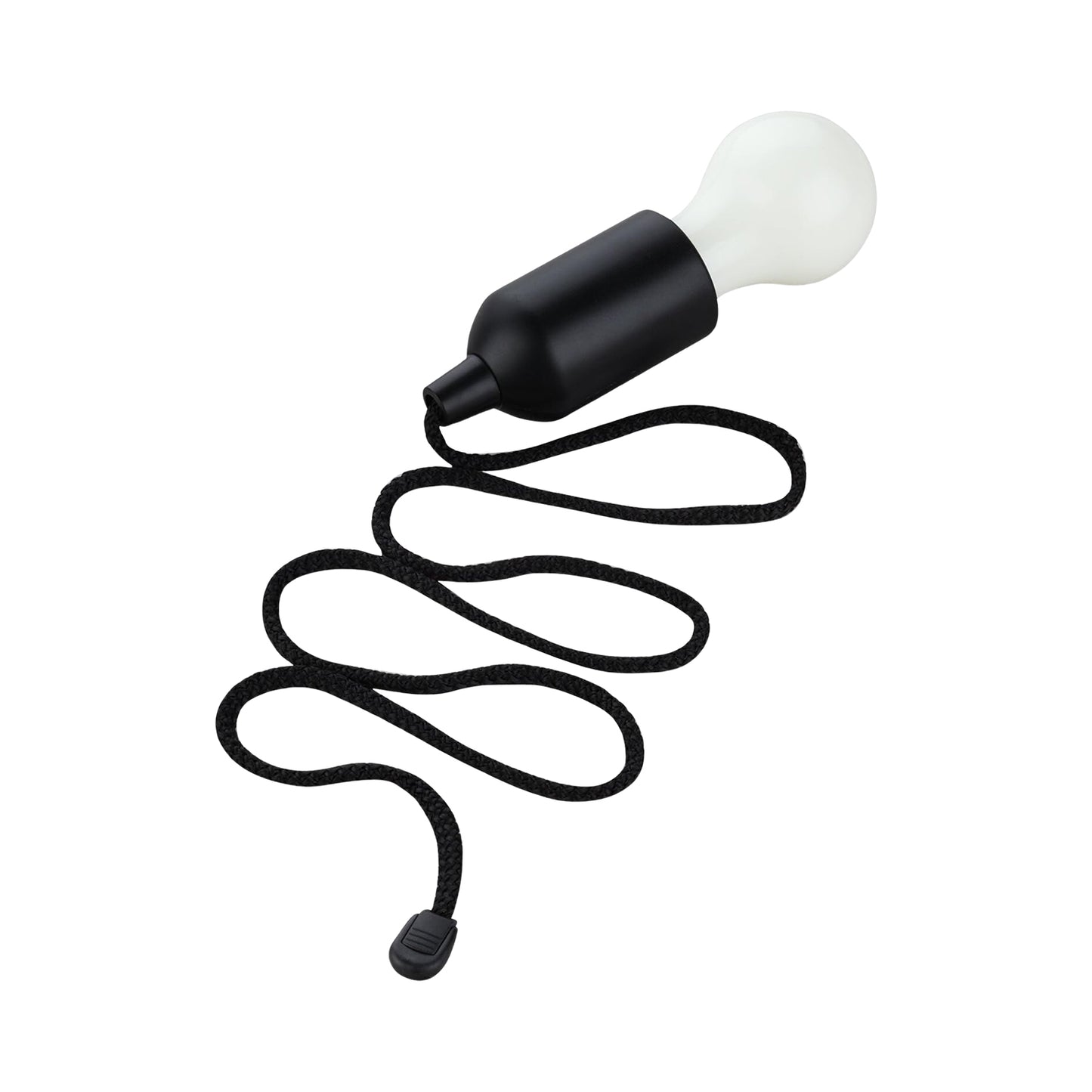 LED Pull Cord Light Bulb – Hanging Drawstring LED Light, Portable Battery-Powered Pendant Lamp, Black Frame (1 Pc)