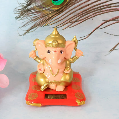 Medium Lord Ganesh Idol with Solar-Powered Base – Decorative Figurine for Home & Office Décor