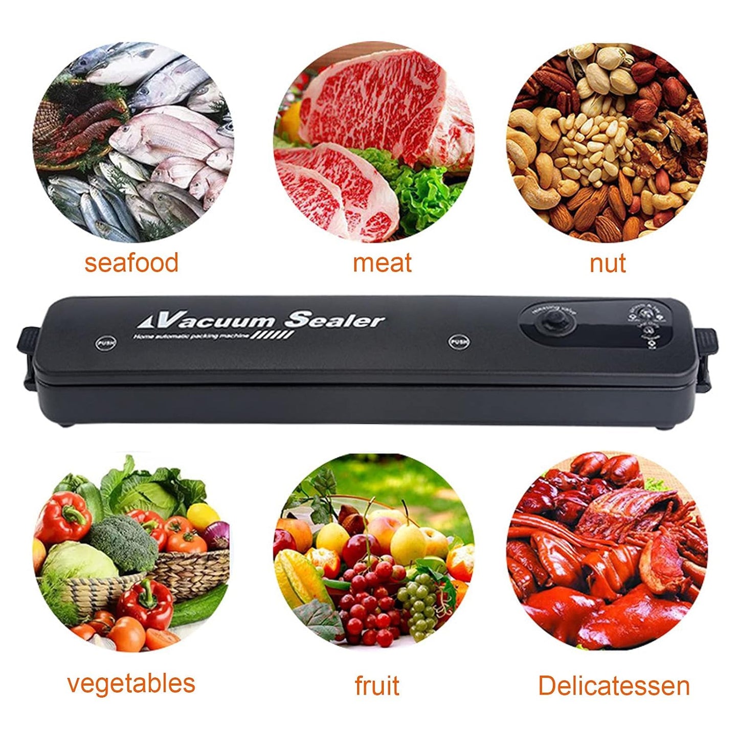 Vacuum Sealer Machine with 10 Pcs Bags – Automatic Hands-Free Food Sealer for Freshness, Storage & Preservation (1 Set)