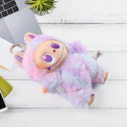 Light Purple Plush Toy Cartoon Keychain with Hook – Soft Mini Stuffed Bag Charm for Kids & Teens (1 Pc)