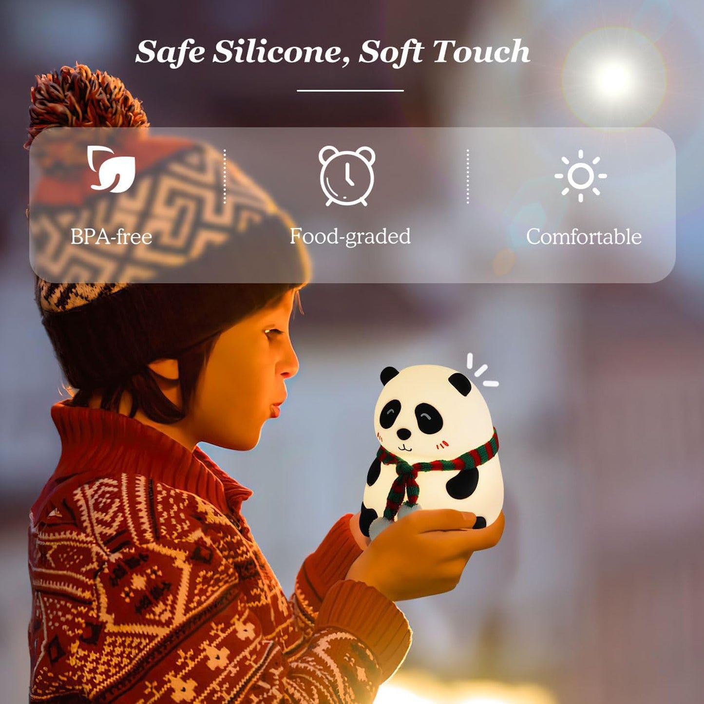 Panda 7-Color LED Silicone Touch Lamp – Rechargeable Night Light for Kids’ Room & Soft Glow Decor